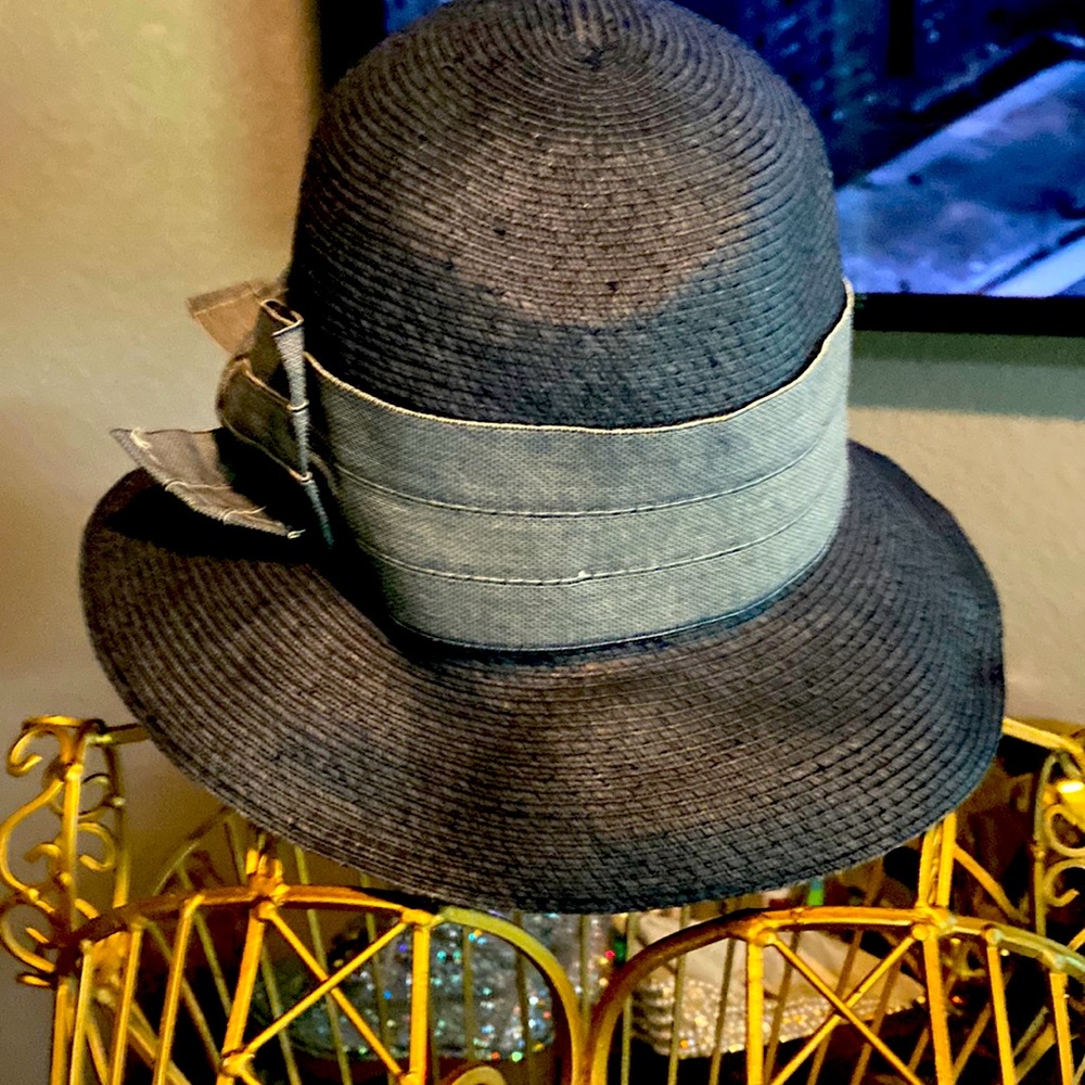 Denim blue linen hat from anthropologies